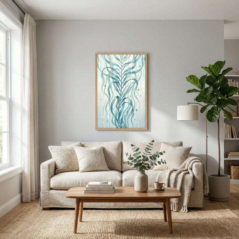 Ensemble de 1 tableau sur toile « Feuilles aquatiques », 24"H x 18"W, Natural