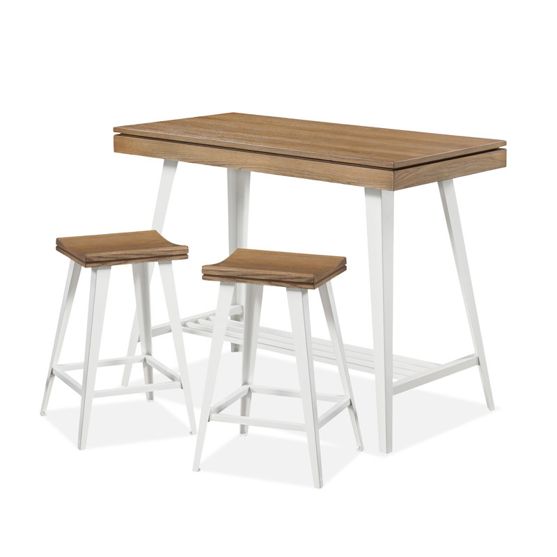 Ensemble de salle à manger à hauteur de comptoir 2 personnes Meddard, Chêne foncé, Chêne foncé / blanc