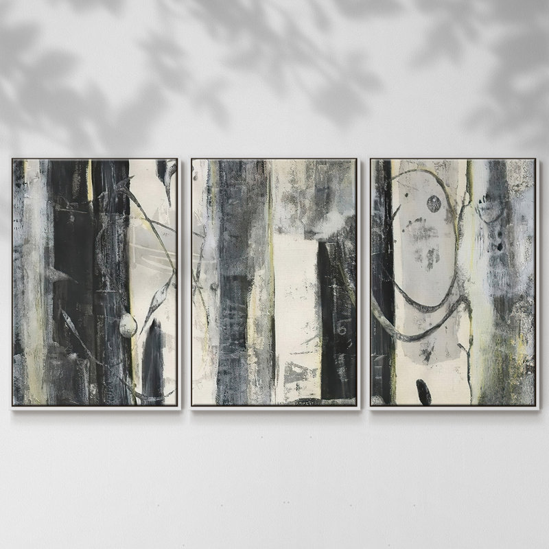 Ensemble de 3 pièces debout sur toile II, Cadre blanc, H 36 po x l 75 po