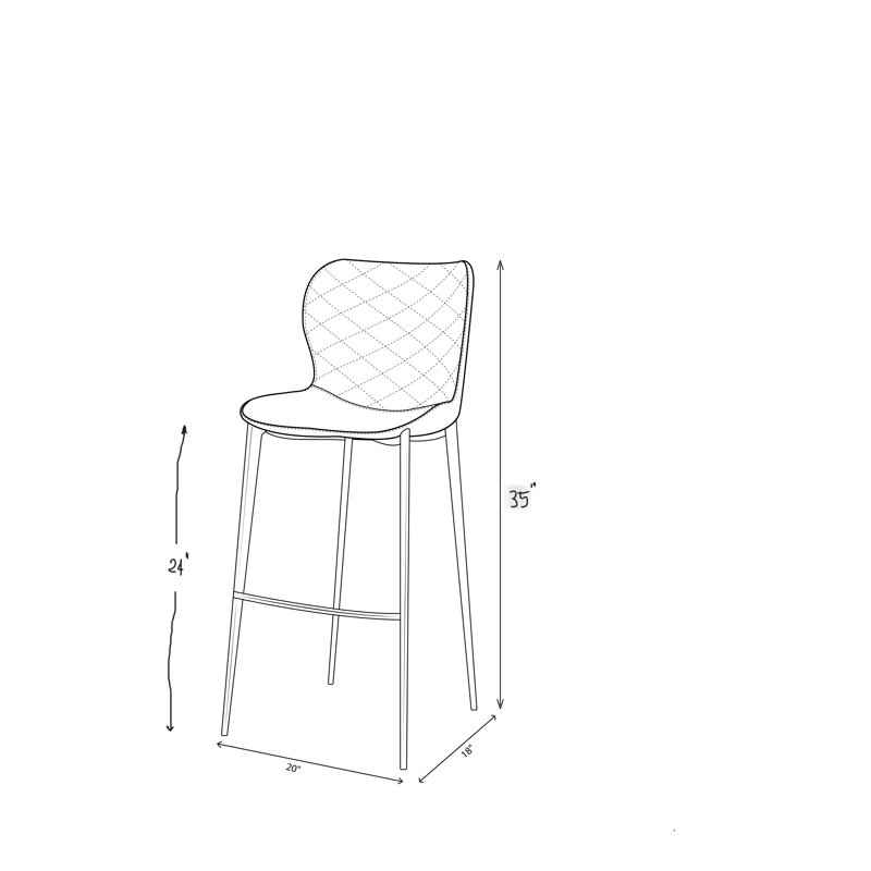 Tabouret de bar et de comptoir Albert, Blanc, Placage de bois, Tabouret de comptoir (siège d'une hauteur de 24 p