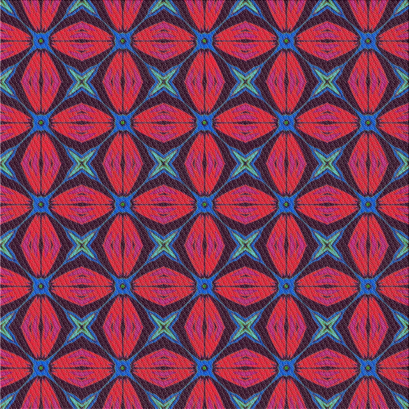 Rouge géométrique/Tapis décoratif bleu, Carré 8 pi