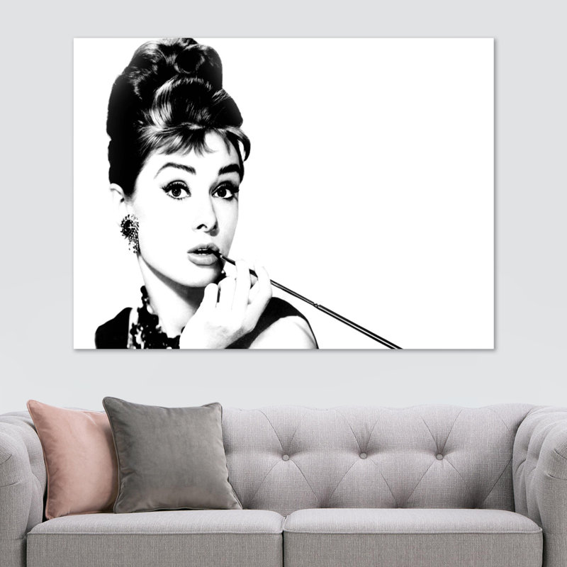 Audrey Hepburn Black And White - Wrapped Canvas Print, 30.5cm H x 41cm W x 4cm D