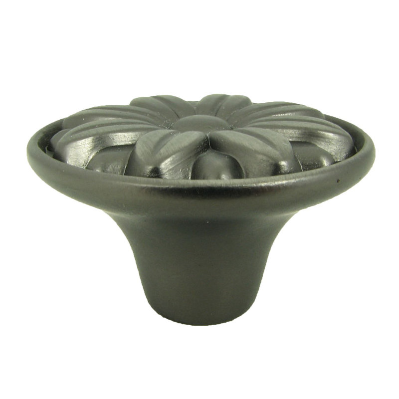 Weathered Nickel Round Flower Embossed Cabinet Knob Set