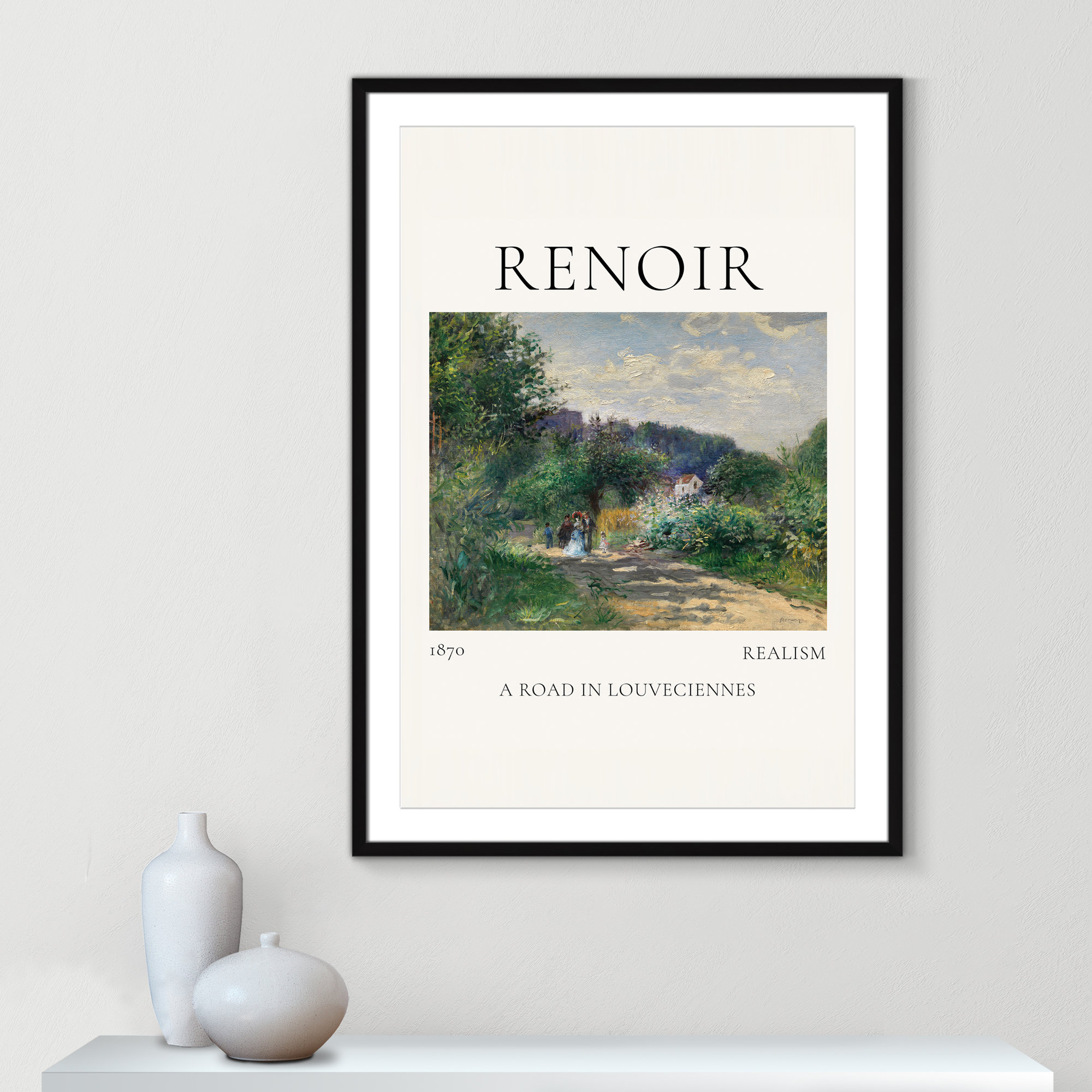 Old Masters Collection " A Road In Louveciennes " by Auguste Renoir, Black Single Picture Frame, Yes