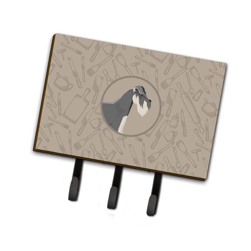 Metal Wall Organizer with Key Hooks, Schnauzer