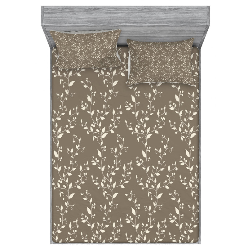 Microfiber Floral Sheet Set, Queen Sheet Set with Fitted Sheet