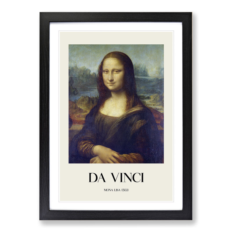 The Mona Lisa by Leonardo Da Vinci - Picture Frame Painting, 65cm H x 48cm W x 2cm D, Black Framed