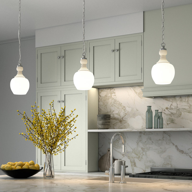Verona 1 - Light Single Pendant, White, Brushed Nickel