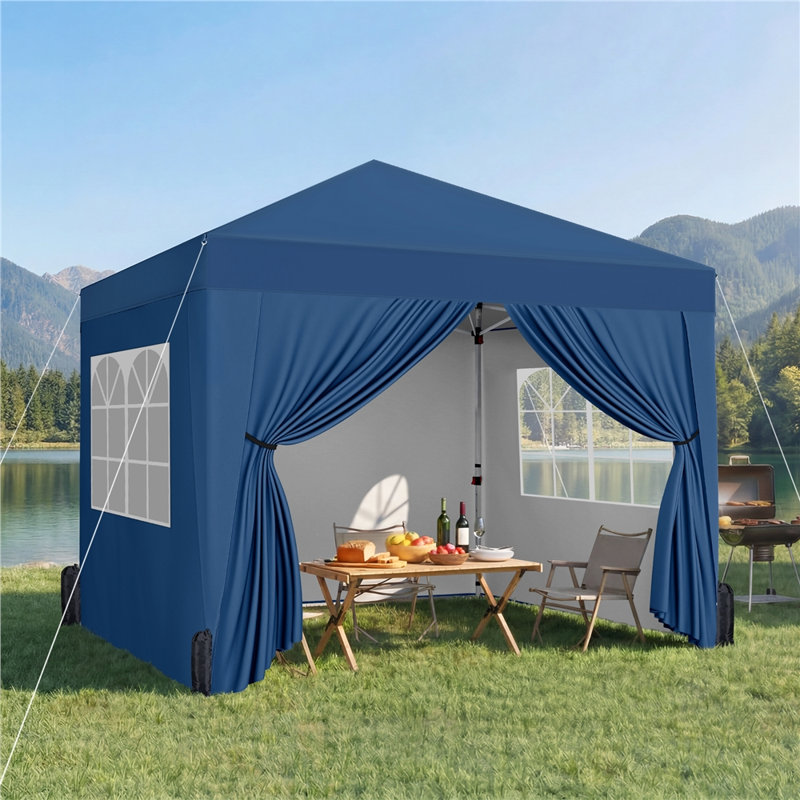 Iron Pop-Up Gazebo, Navy Blue, 263.5cm H x 200cm W x 200cm D