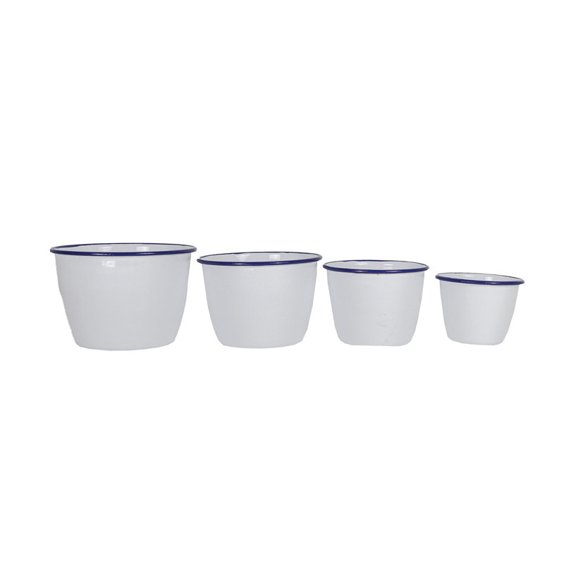 Ensemble de 4 petites jardinières en métal moutarde Ebern Designs, Bleu