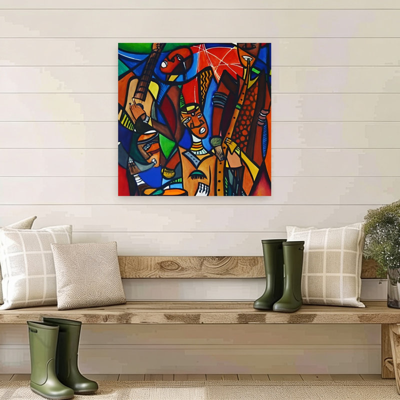 «Vibrant Jazz Band», art mural coloré abstrait énergique, 32" H x 32" W