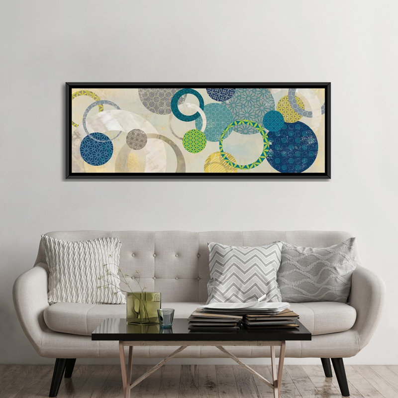 «Around We Go», impression sur toile tendue, H 12 po x l 36 po x P 1,5 po, Cadre noir