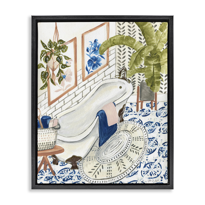 «Boho Chic Bathaign Brown», encadrée par Floater, Cadre flottant noir de jais, H 21 po x l 17 po