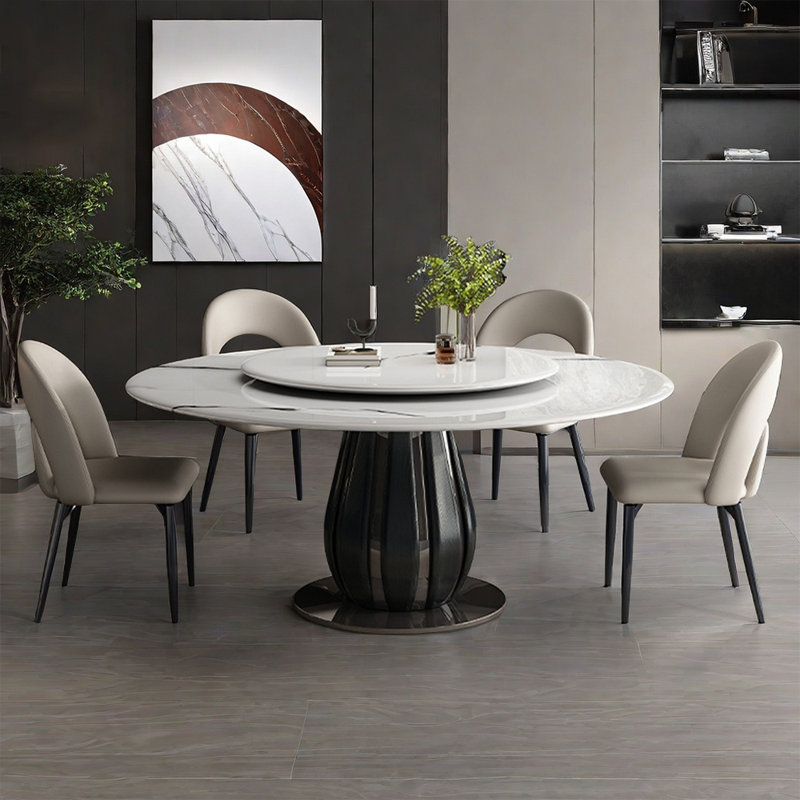 Ensemble de table de salle à manger en marbre artificiel, H 29,52 po x L 51,18 po x l 51,18 po, 7
