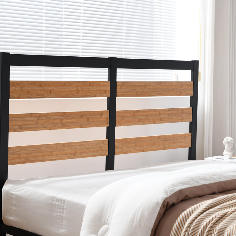 Mayghan  Platform Bed Frame with Wooden Headboard and Footboard, Bamboo, Queen