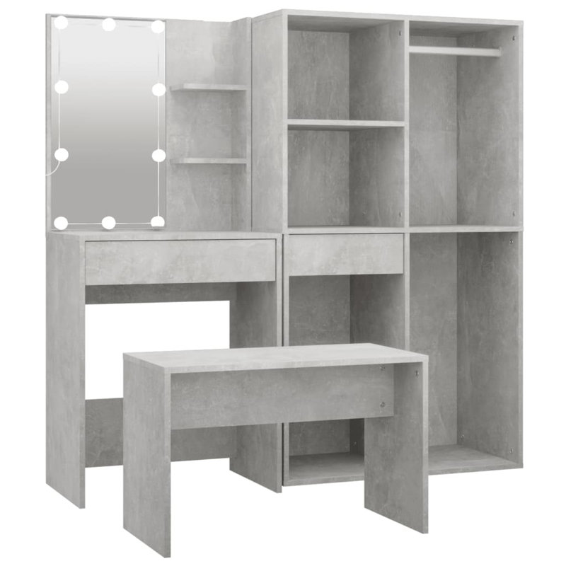 Hausmann Dressing Table with Mirror, Grey