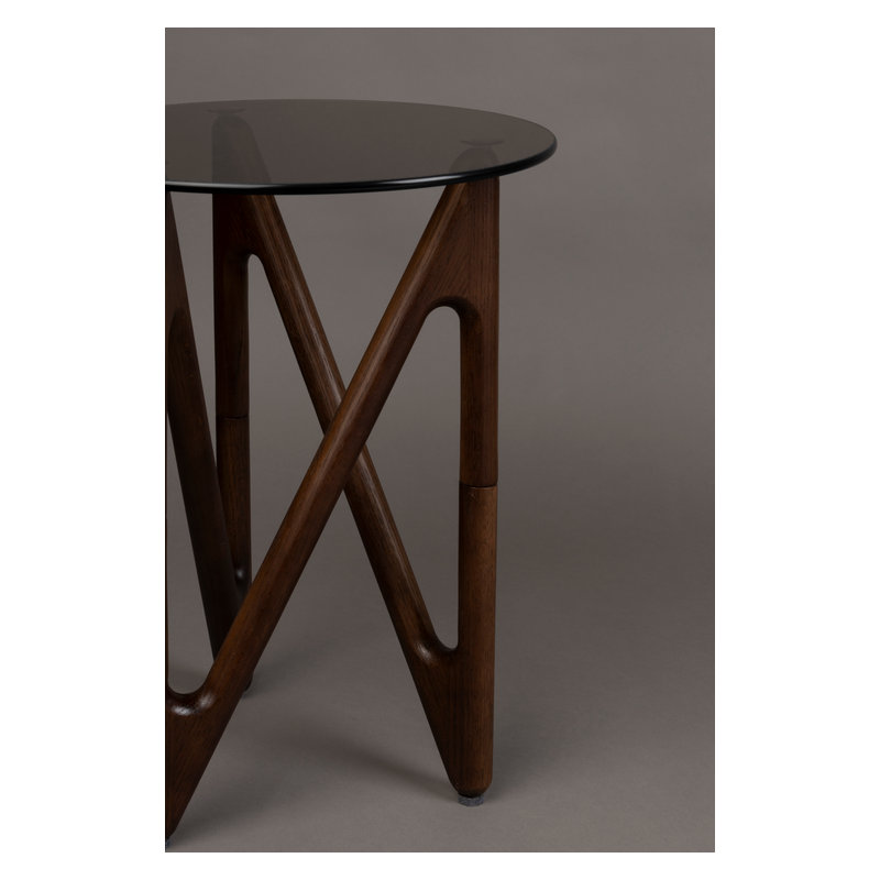 Naia Glass Single End Table, Walnut