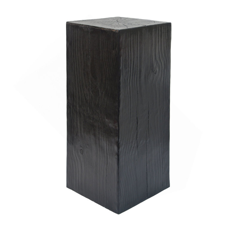 Wood-Look Square-Column Mgo End Table,  H33.75",Wood-Like Distressed Finish, Mix With Different Heights, Indoor Outdoor Use