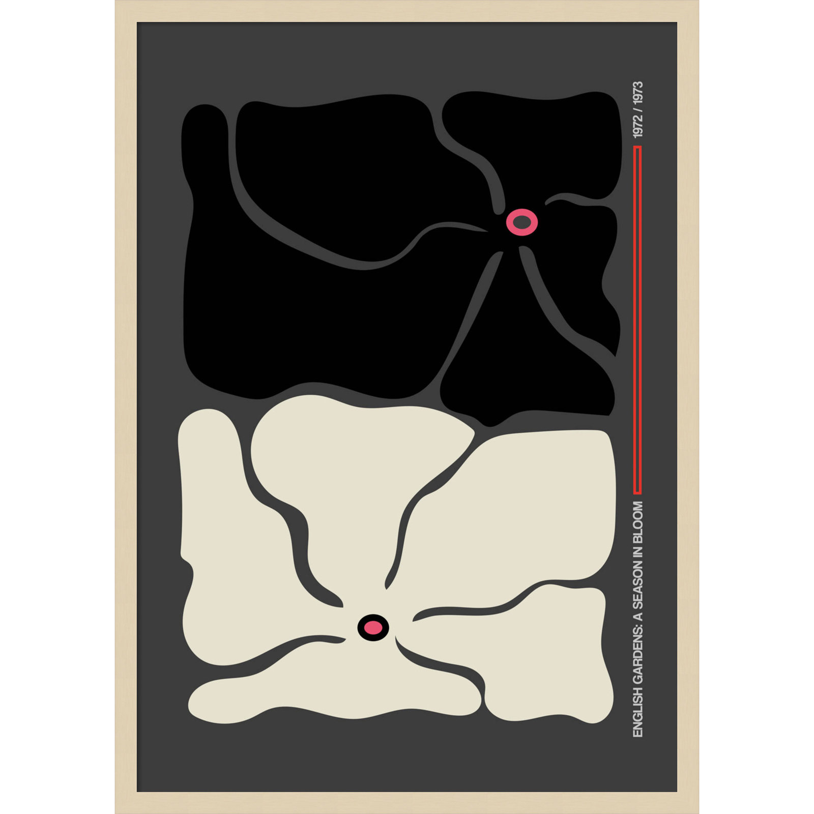 Two by Two Flower Grey Print, Brown, 33" H x 24" W x 1" D