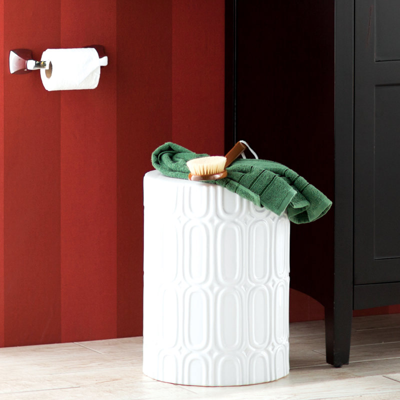 Tabouret de jardin en céramique Morgane, Blanc