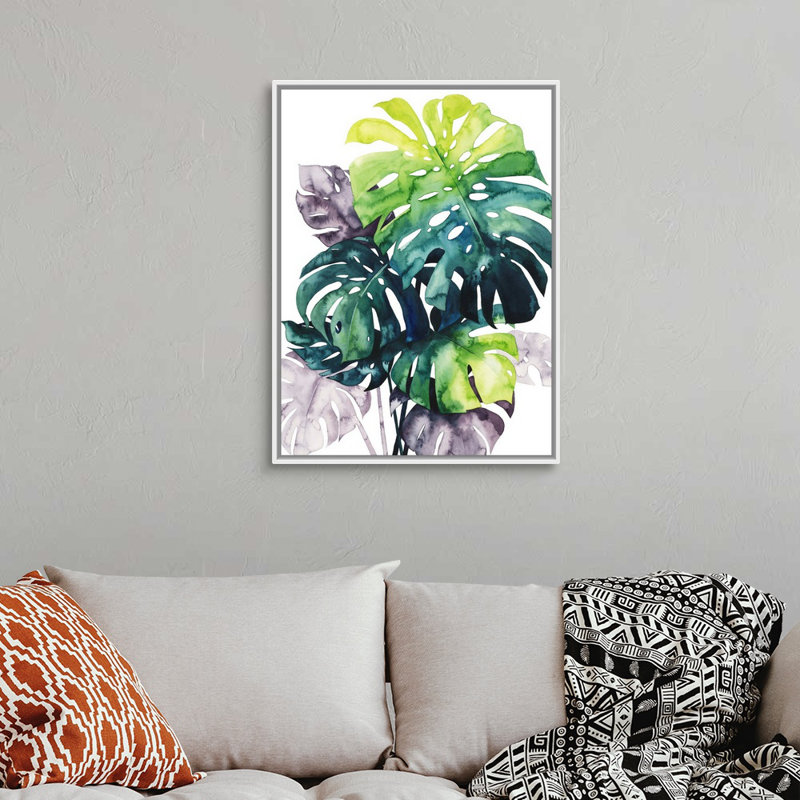 Art mural sur toile Twilight Palms IV, H 34 po x l 26 po, Toile avec cadre blanc