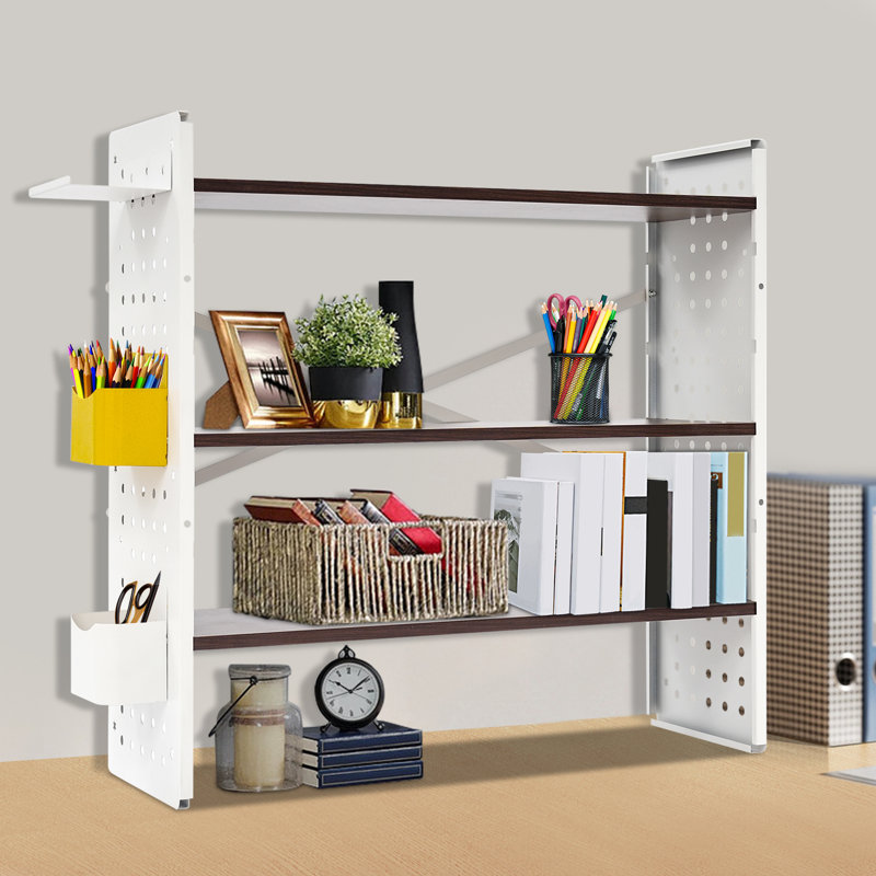 Étagère de rangement à 3 niveaux avec 2 boîtes de rangement, H 23,6 po x l 23,6 po x P 7,9 po, Blanc