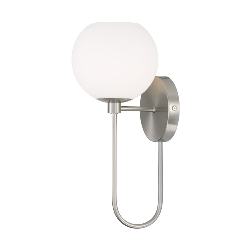 Ansley Brushed Nickel Wall Sconce with Soft White Glass Globe