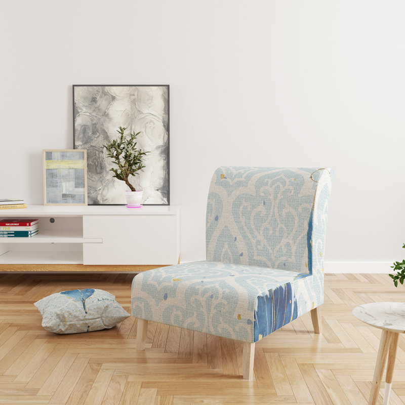 Fauteuil de chambre rembourré Blue Damask Feather