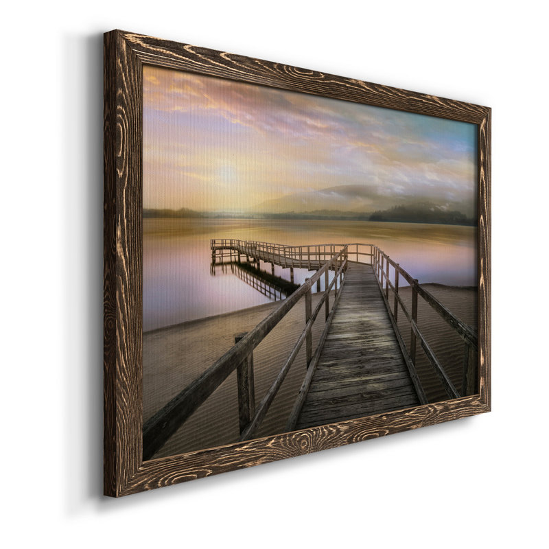 Morning on the Lake - Photographie de cadre photo sur toile, H 31 po x l 44 po x P 1 po, Noyer