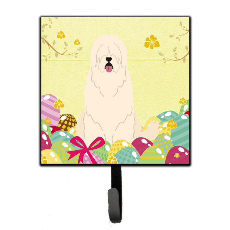 Mcelyea Metal Wall Organizer with Key Hooks, Yellow/Wheat/Pink, South Russian Sheepdog