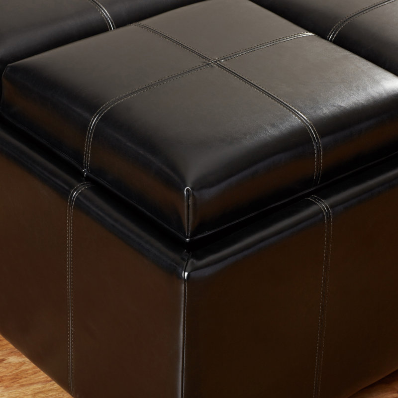 Solution de rangement cachée pour repose-pieds Jaymee-Lynn, Similicuir noir