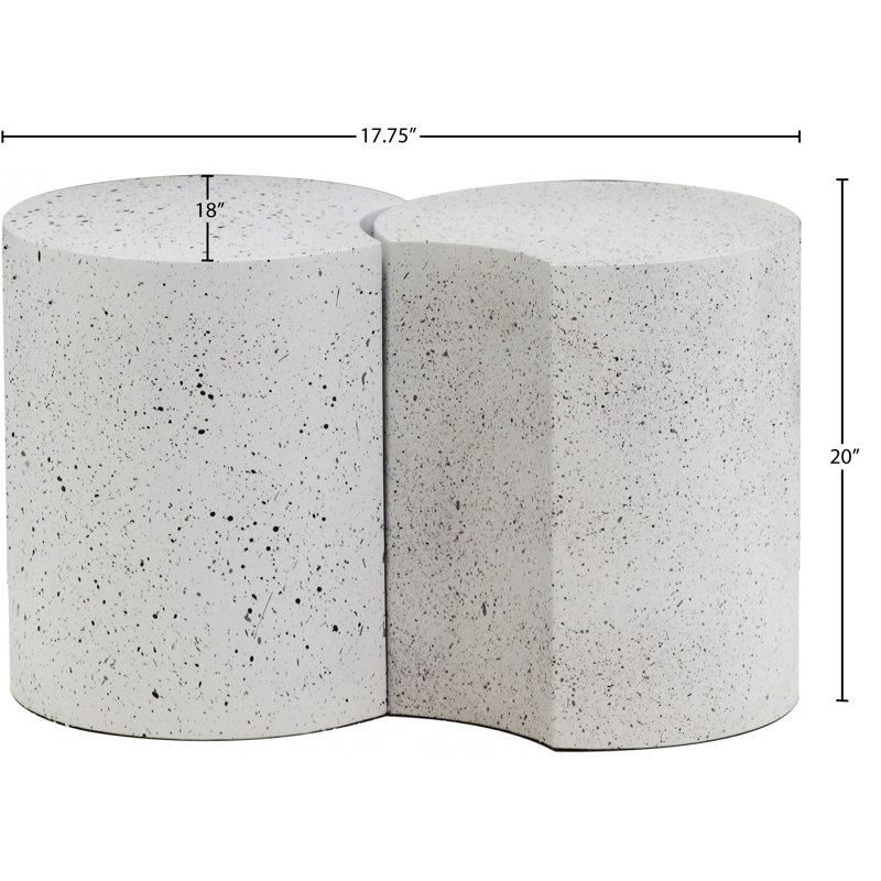 Ismah Iron Top End Table Set, White