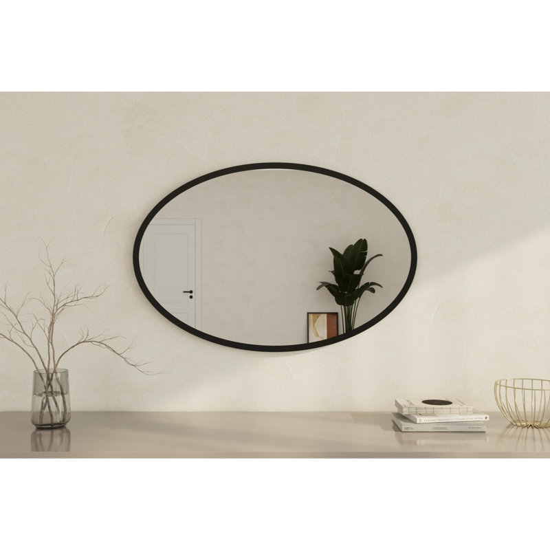 Modern Black Wall Mirror, 23.6 x 35.4 x 0.9 inches | 100% MDF, Eco-Friendly Flotal-E Design | Sleek Solid Colour, Perfect for Home Decor & Contemporary Spaces | Easy Wall Mounting for Instant Style Upgrade