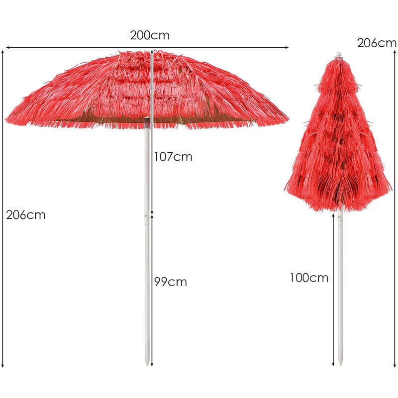 Godoy 200cm Beach Parasol, Red