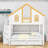 Woode Bunk Bed With House Roof Design, Storage Staircase And Drawers-235578498