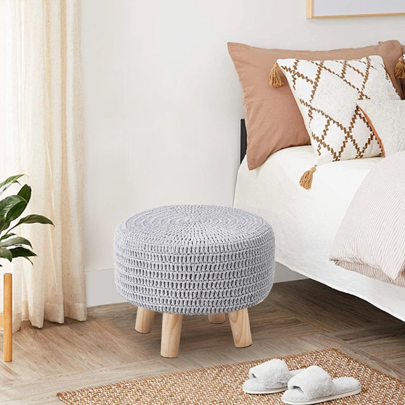 Wood Accent Stool, Gray