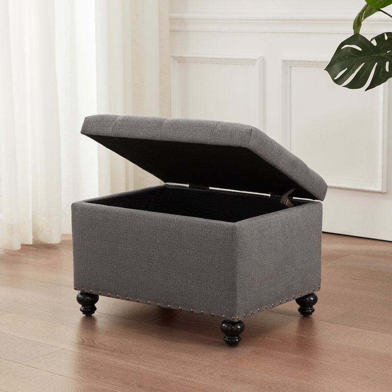 Repose-pieds rectangulaire avec rangement Dhiren, Gris Jensen Performance
