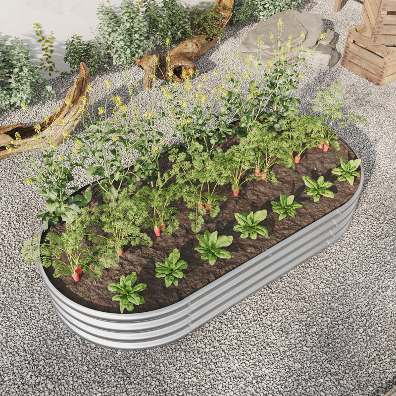 Stavya Metal Raised Garden Bed, 11.42" H x 70.86" W x 35.43" D, Silver