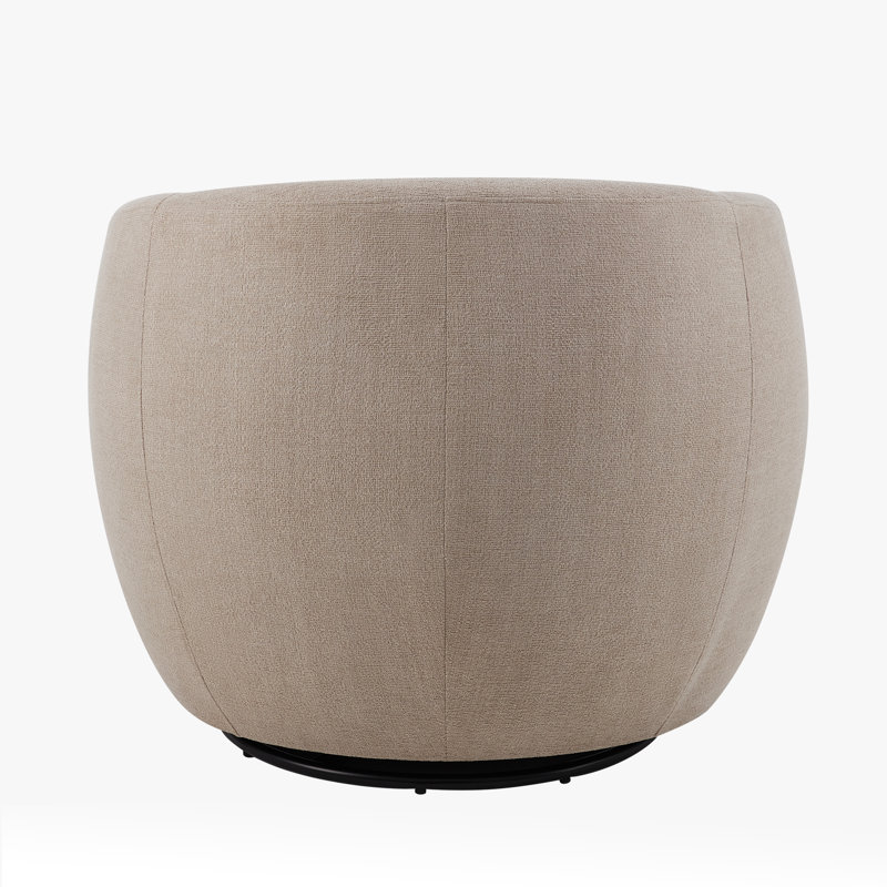33.5" Wide Chenille Swivel Barrel Chair, Upholstered 360° Rotating Armchair, No Assembly Required, Beige, 1