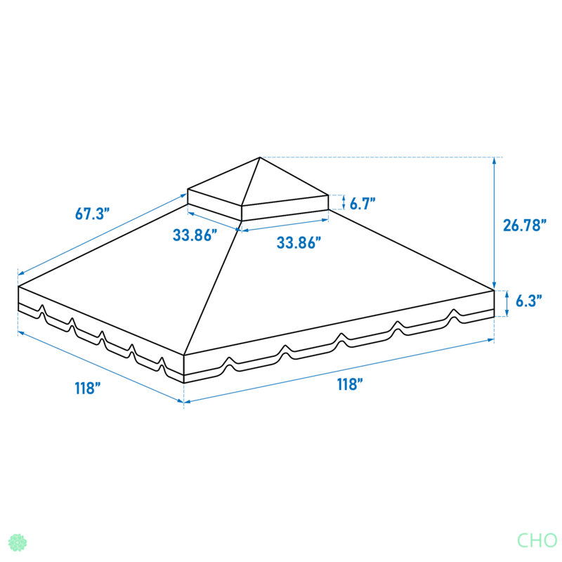 Outdoor Patio Gazebo Replacement Canopy,Double Tiered Gazebo Tent Roof Top Cover Only Great Wall Border(Frame Not Include)