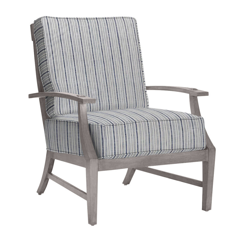 Croquet Patio Chair with Cushions, Rollo Silver InsideOut® Linen, Welt, Oyster
