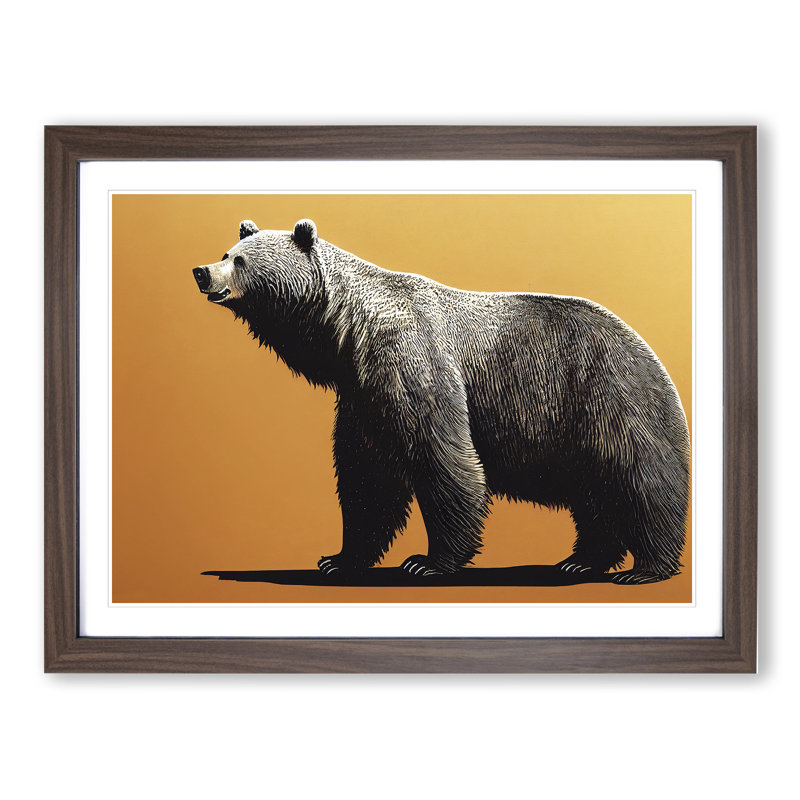 Expressive Bear - Single Picture Frame Print, 46cm H x 64cm W x 2cm D, Walnut Framed