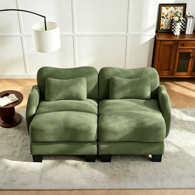 Canapé modulaire en chenille 70,8 po avec coussin et repose-pieds mobile