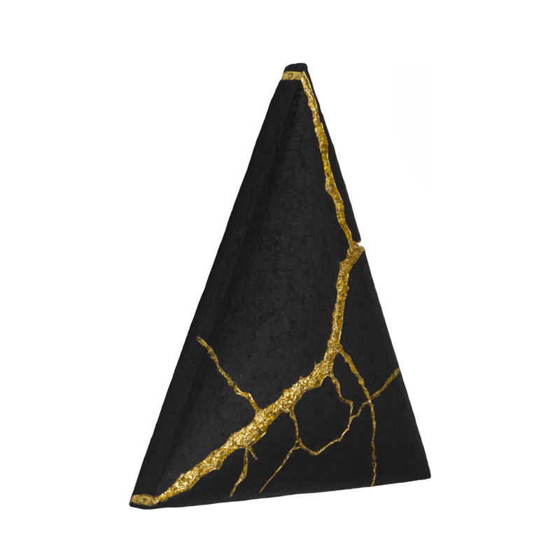 Rift Wall Tile, Triangle, Matte Black, Gold Leaf