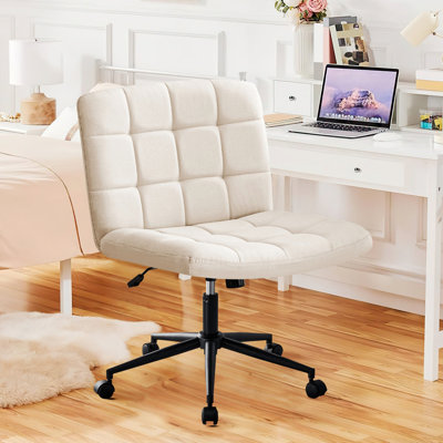 Chaise de bureau à roulettes, chaise rembourrée sans accoudoirs, chaise d'ordinateur pivotante pour bureau à domicile