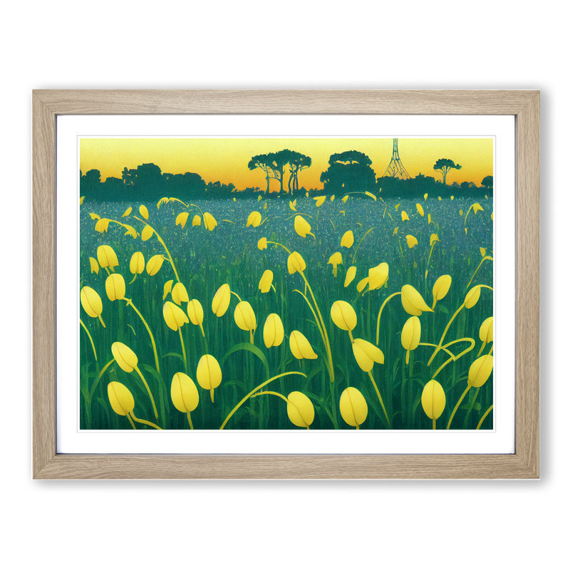 A Field Of Flowers - Single Picture Frame Print, Oak Framed, 46cm H x 64cm W x 2cm D