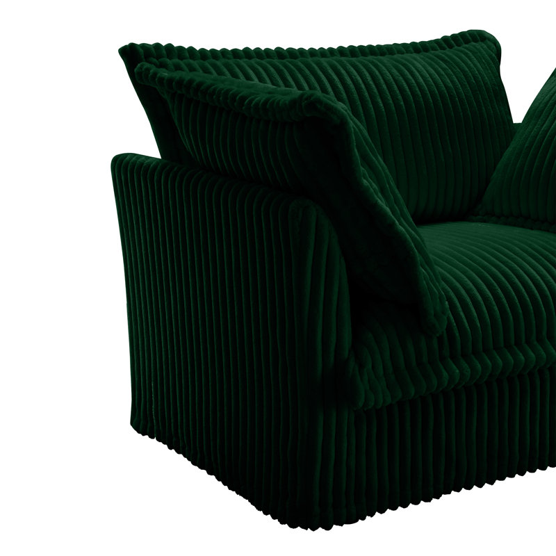 Canapé, repose-pieds en chenille, 4, H 34,65 po x l 156,65 po x P 33 po, Velours côtelé gris