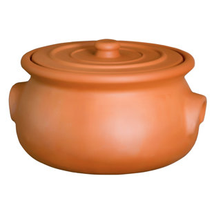 Hakan Suphan Handmade 4.7-Quart Midi Clay Cooking Pot with Lid, Unglazed