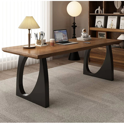 Minimalist Solid Wood Desk with Cutout Legs
