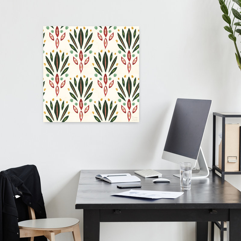 Motif de forêt tropicale, art tropical abstrait géométrique Iva, H 18 po x l 18 po